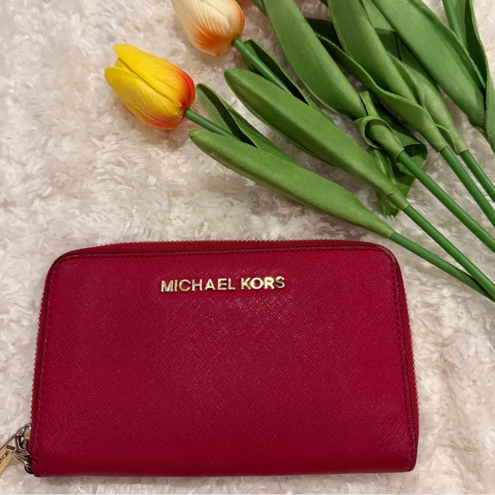 Michael Kors Cherry Red Zip Wallet